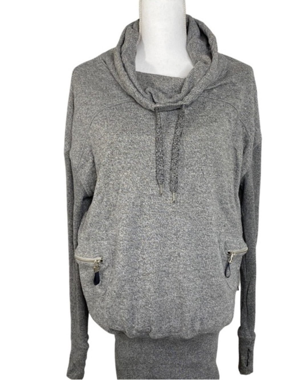 Cozy Gray Funnel Neck Pullover Sweater